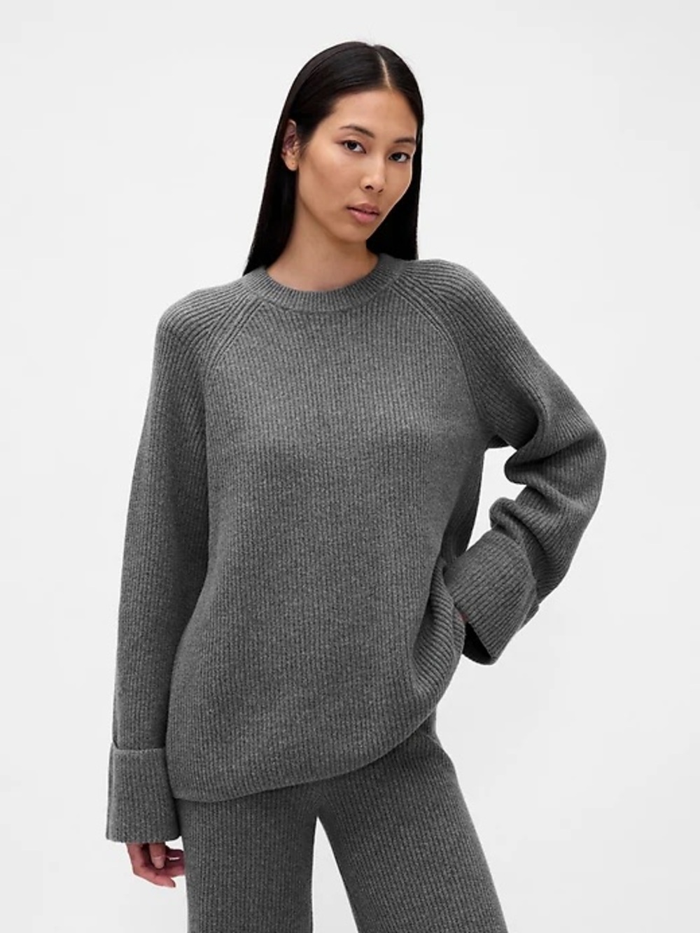 Gap CashSoft Shaker-Stitch Boyfriend Sweater XS Petite
